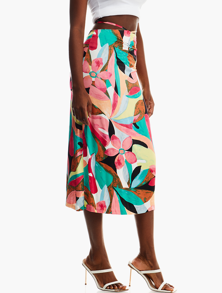 MyRunway | Shop Forever 21 Pink & Multi Floral Midi Skirt for